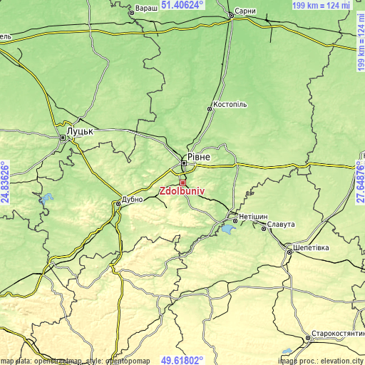 Topographic map of Zdolbuniv