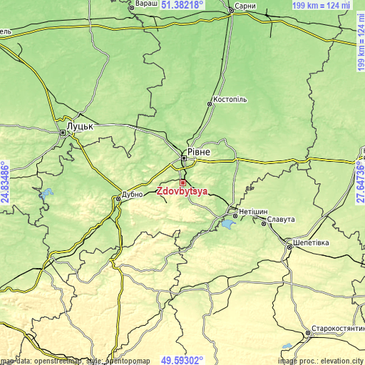 Topographic map of Zdovbytsya