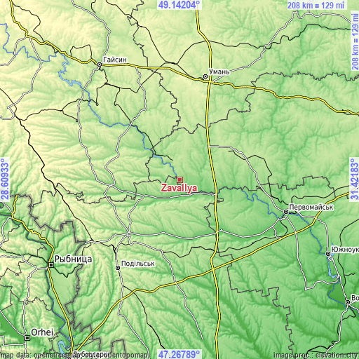 Topographic map of Zavallya