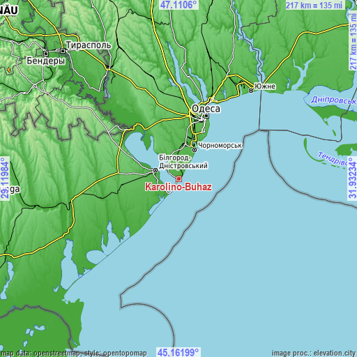 Topographic map of Karolino-Buhaz