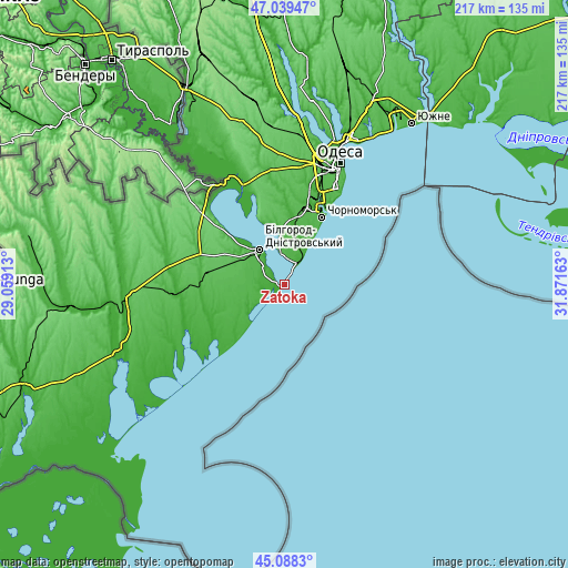 Topographic map of Zatoka