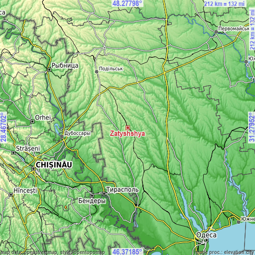 Topographic map of Zatyshshya