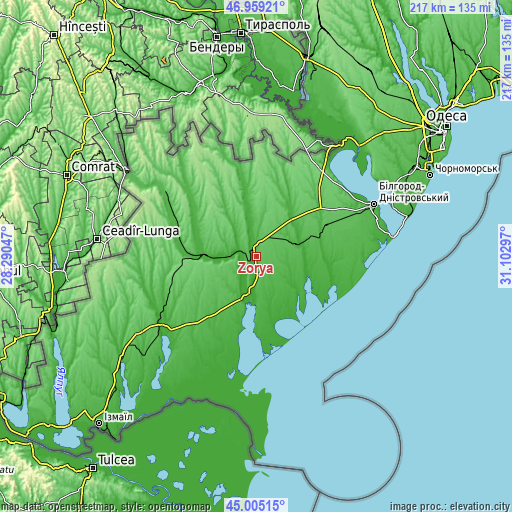 Topographic map of Zorya