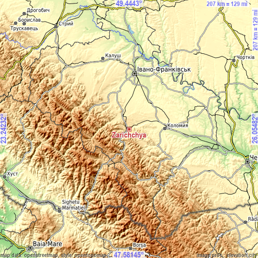 Topographic map of Zarichchya