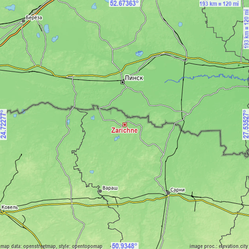 Topographic map of Zarichne