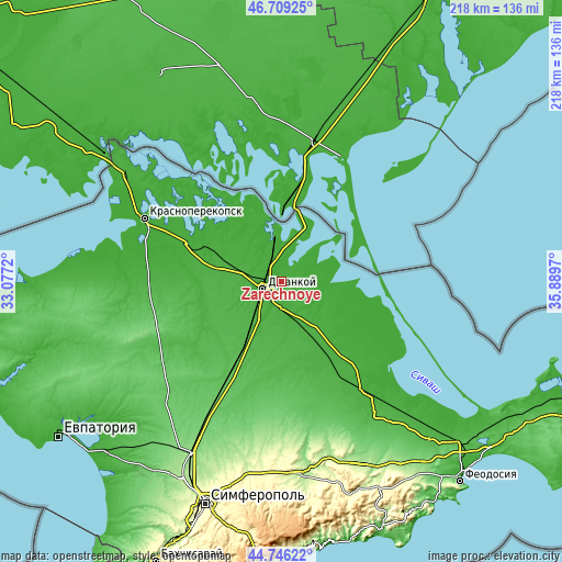 Topographic map of Zarechnoye