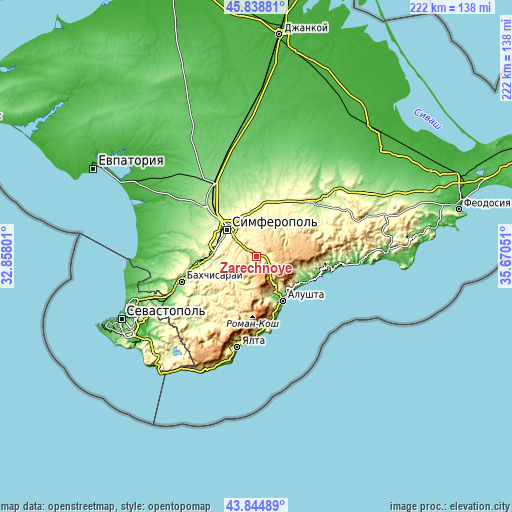 Topographic map of Zarechnoye