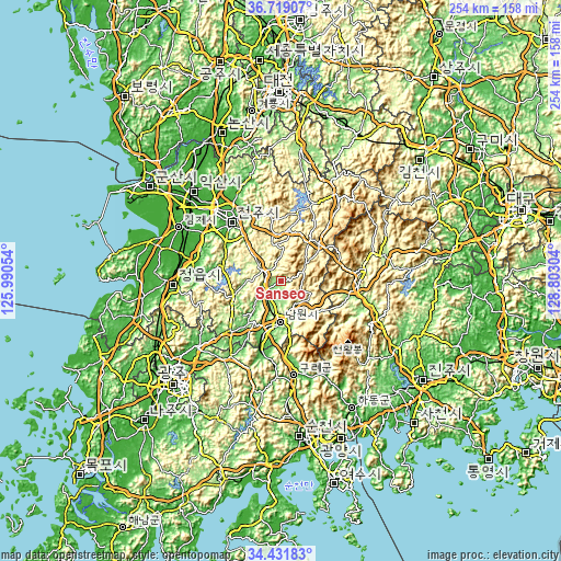 Topographic map of Sanseo