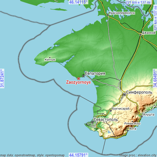 Topographic map of Zaozyornoye