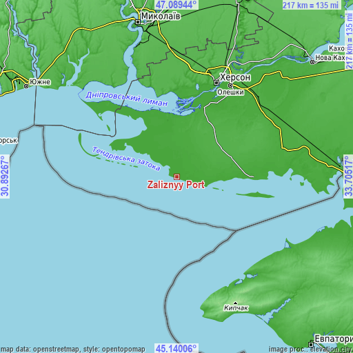 Topographic map of Zaliznyy Port