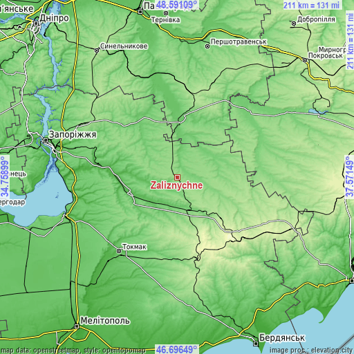 Topographic map of Zaliznychne