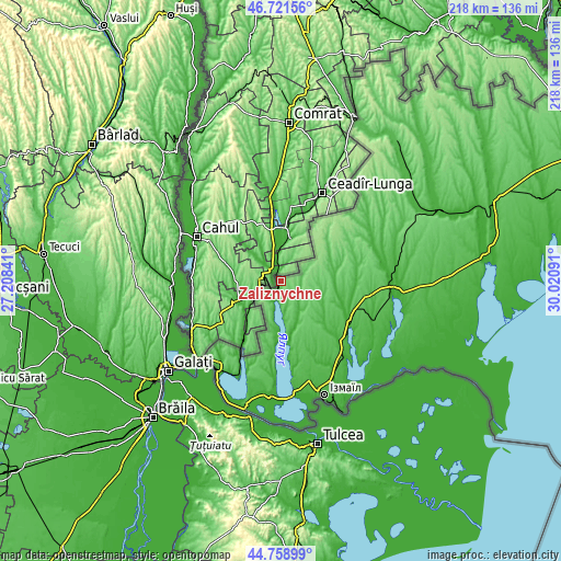 Topographic map of Zaliznychne