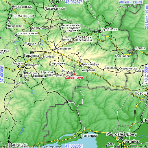 Topographic map of Zalesnoye