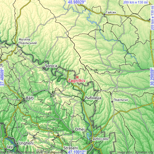 Topographic map of Zagnitkiv