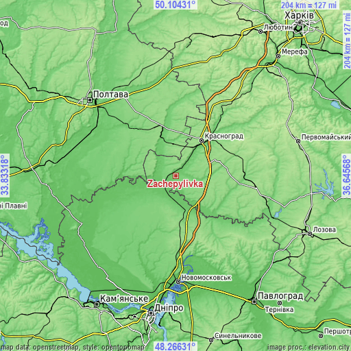 Topographic map of Zachepylivka