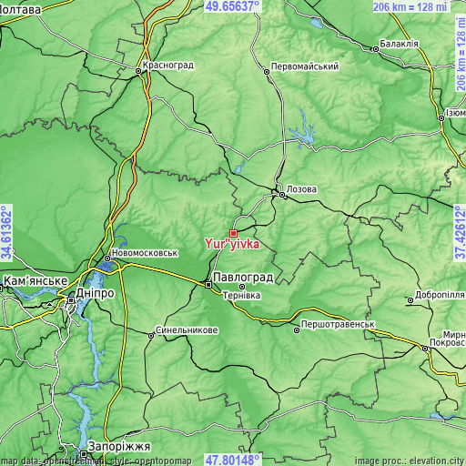 Topographic map of Yur”yivka