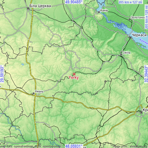 Topographic map of Yerky