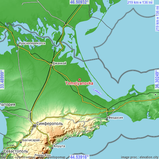 Topographic map of Yemelyanovka