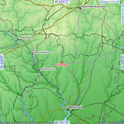 Topographic map of Yelanets’