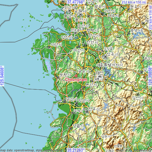 Topographic map of Cheongnam