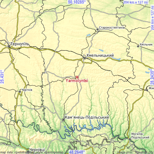 Topographic map of Yarmolyntsi