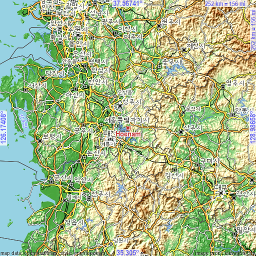 Topographic map of Hoenam