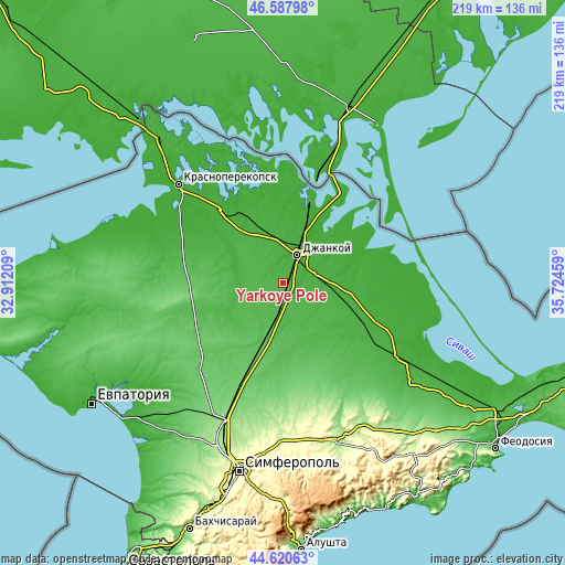 Topographic map of Yarkoye Pole