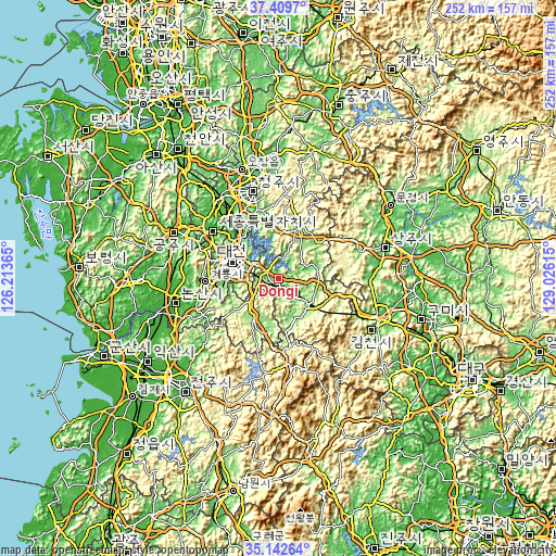 Topographic map of Dongi