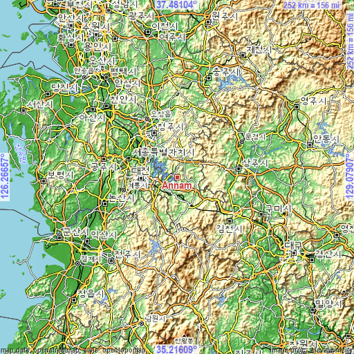 Topographic map of Annam