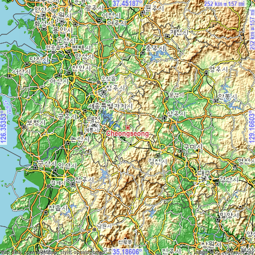 Topographic map of Cheongseong