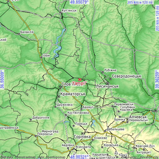 Topographic map of Yampil’