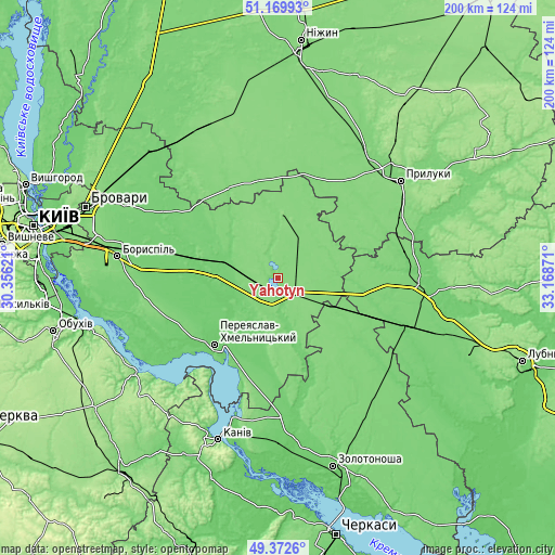 Topographic map of Yahotyn