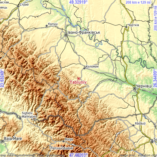 Topographic map of Yabluniv