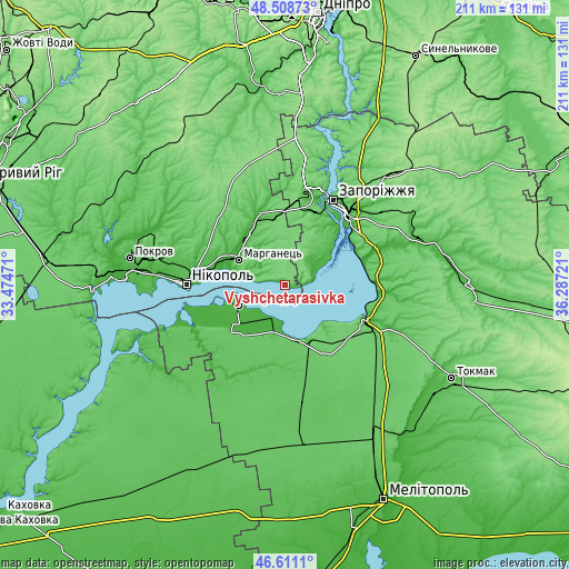 Topographic map of Vyshchetarasivka