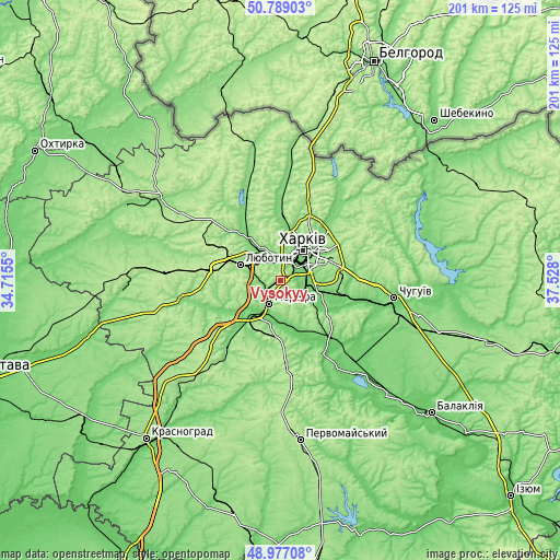 Topographic map of Vysokyy