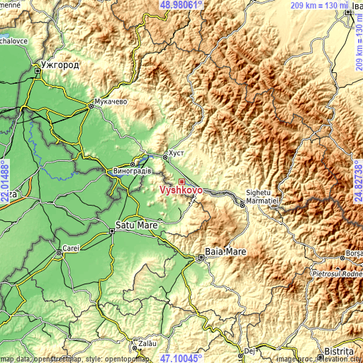 Topographic map of Vyshkovo