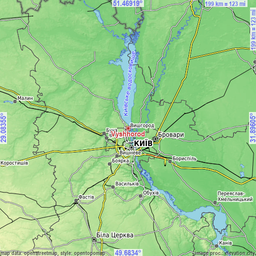 Topographic map of Vyshhorod