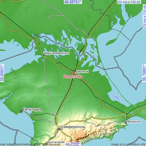 Topographic map of Dneprovka