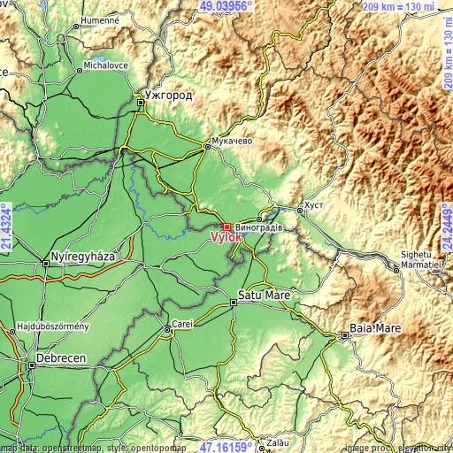 Topographic map of Vylok