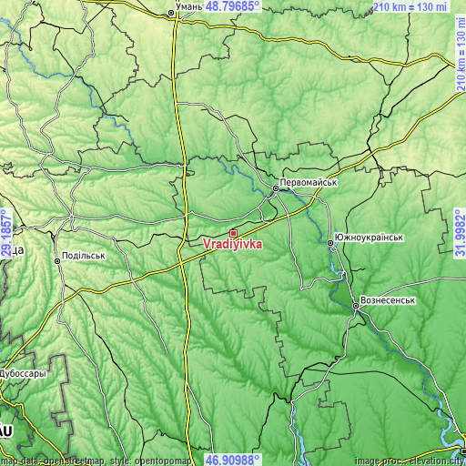 Topographic map of Vradiyivka