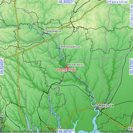 Topographic map of Voznesensk