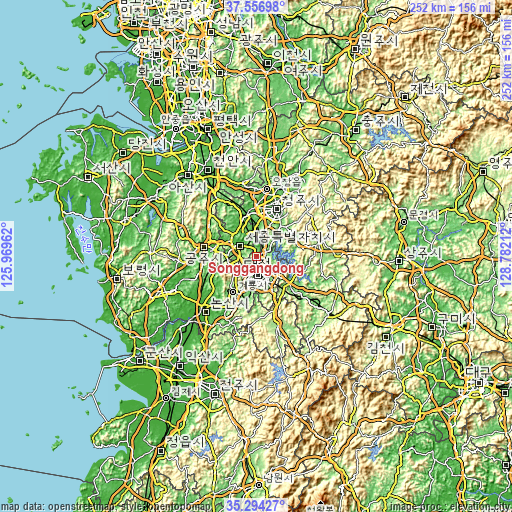 Topographic map of Songgangdong