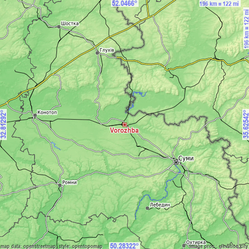 Topographic map of Vorozhba