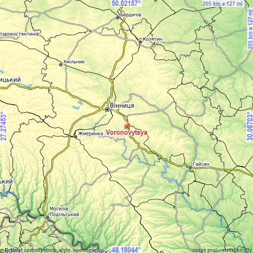 Topographic map of Voronovytsya