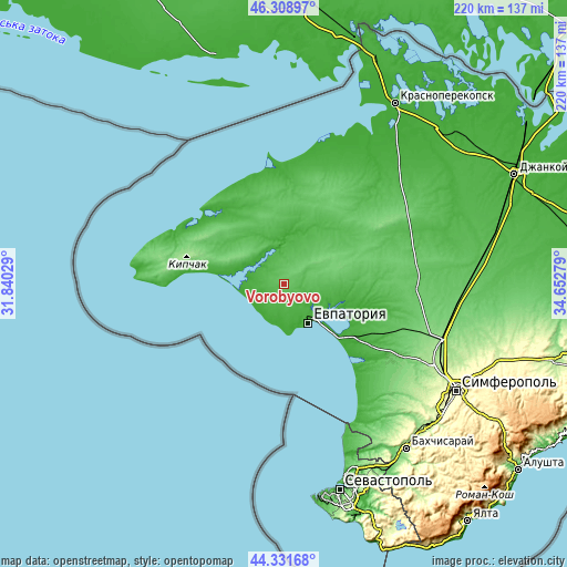 Topographic map of Vorobyovo