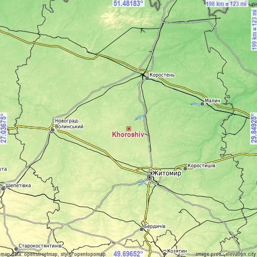 Topographic map of Khoroshiv