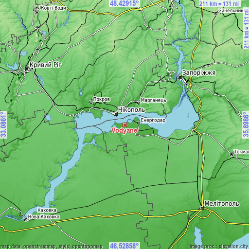 Topographic map of Vodyane