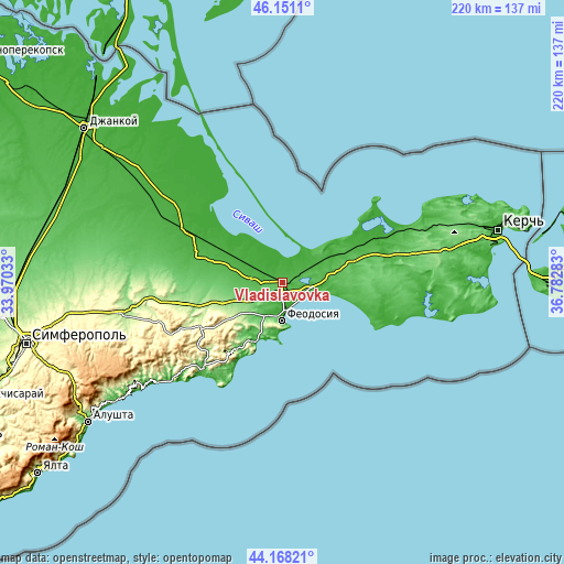 Topographic map of Vladislavovka