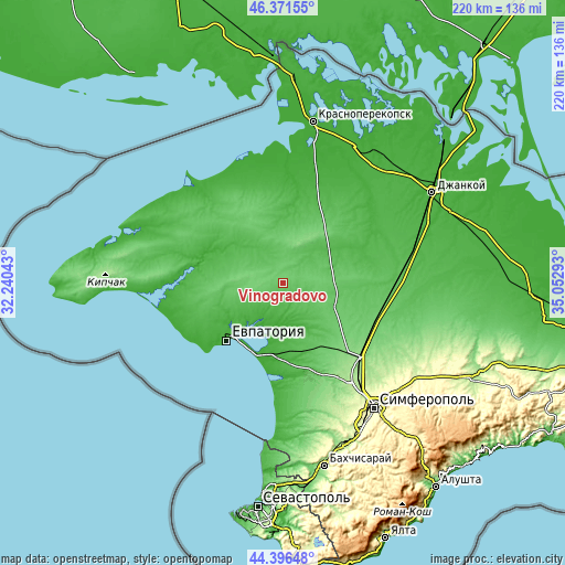 Topographic map of Vinogradovo