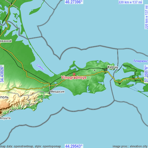 Topographic map of Vinogradnoye